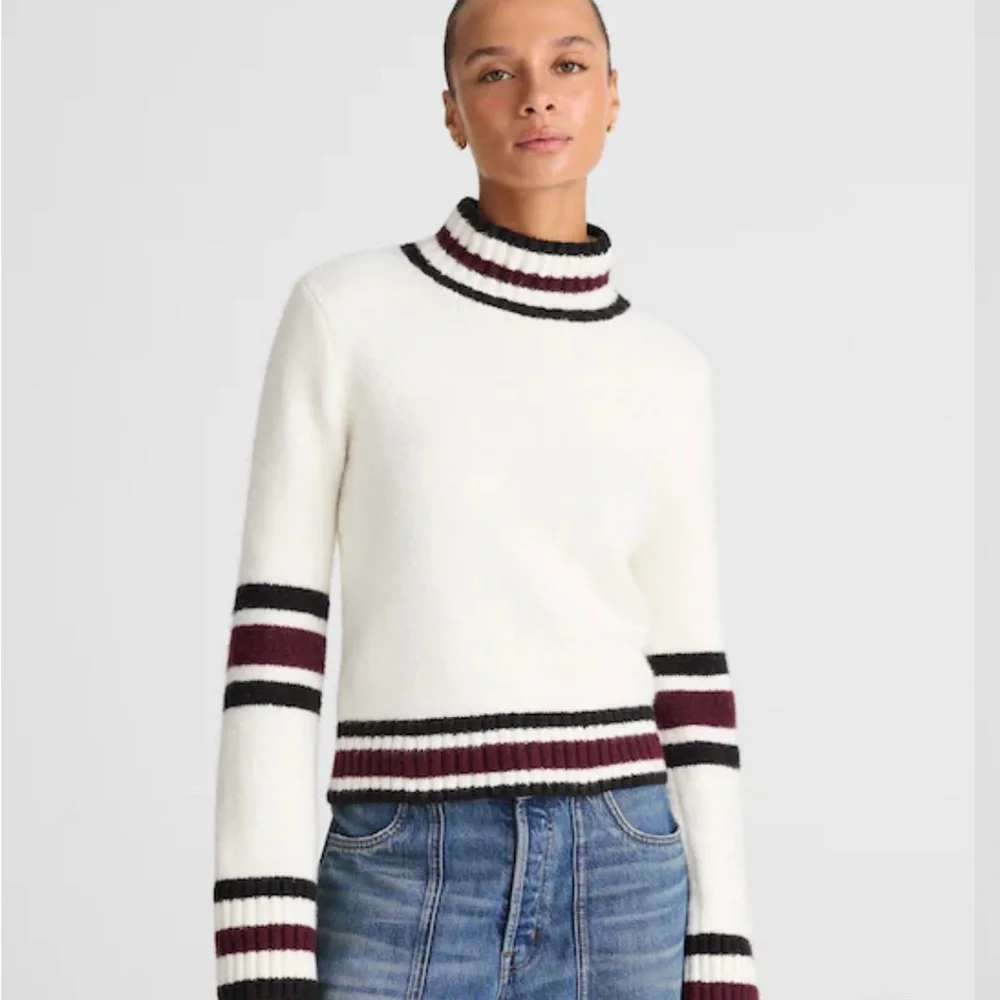 Ivory Sweater with Black and Burgundy Accents